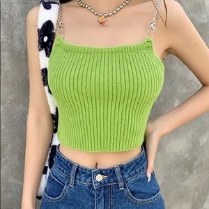 GREEN BACKLESS CHAIN TOP
